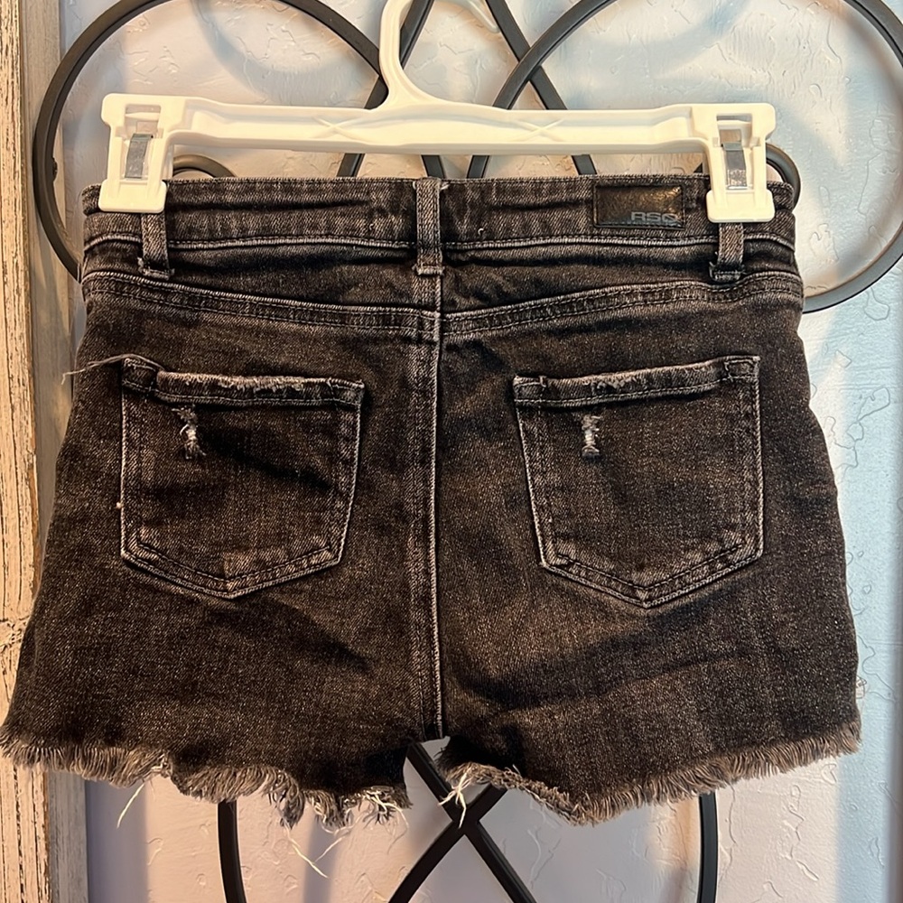 RSQ Girls Vintage High Rise Distressed Shorts- Black- Size 10 - Picture 2 of 11